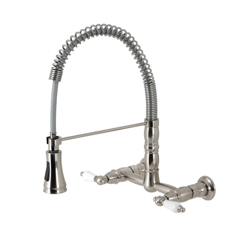 Heritage Two-Handle Wall-Mount Pull-Down Sprayer Kitchen Faucet - Brushed Nickel