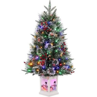 3 Ft Pre-Lit Christmas Tree with 78 LED Lights, Battery Operated and Timer, Christmas Decoration (Clear Pot,8 Modes, 8in)