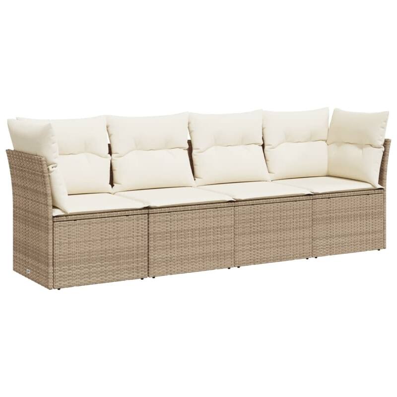 vidaXL Patio Sofa Set Beige PE rattan, powder-coated steel, polyester - 24.4 x 92.1 x 27.2
