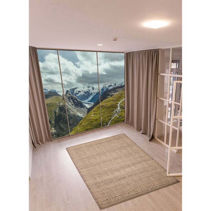 ECARPETGALLERY Hand Loomed Elysian Grey Wool Rug - 8'1 x 10'0