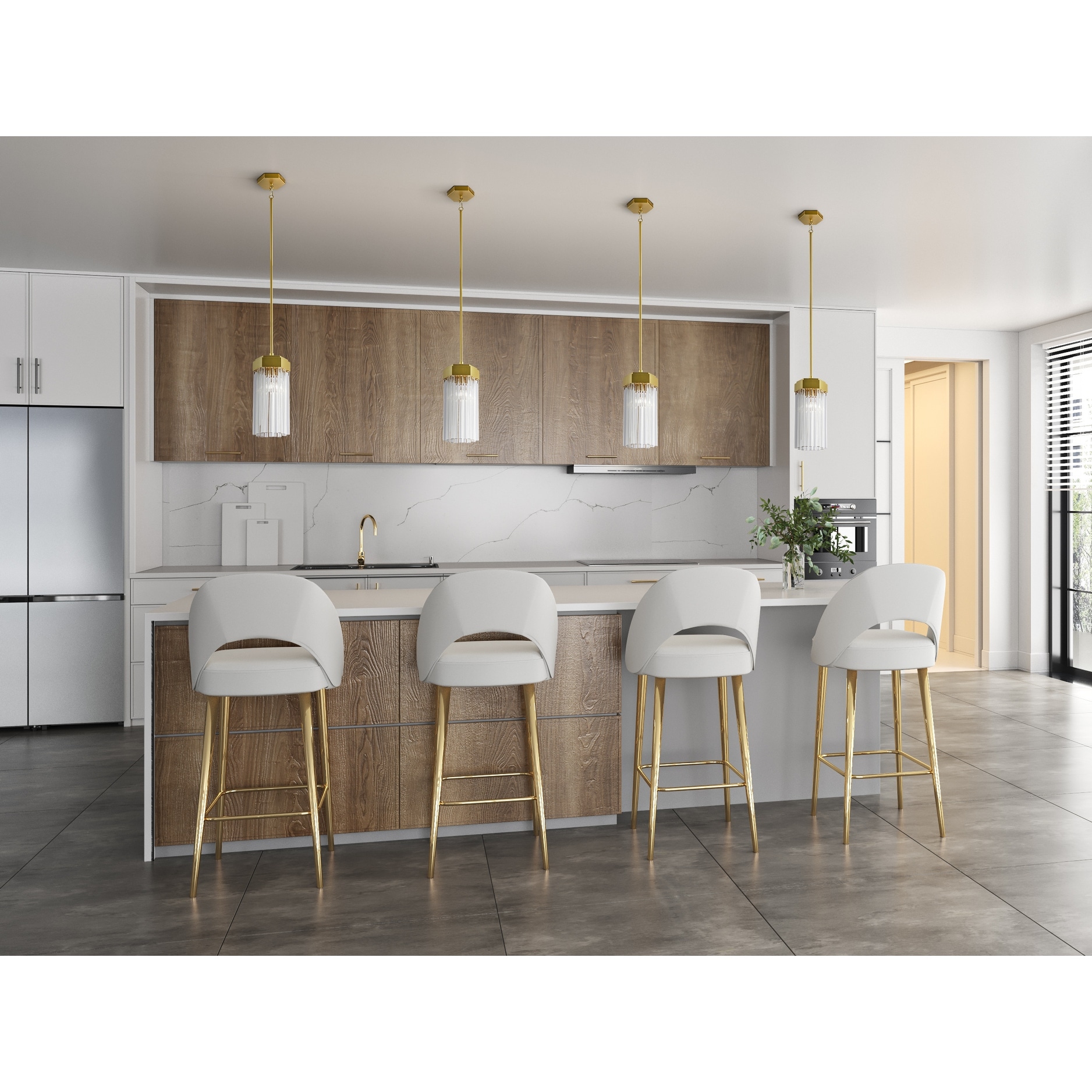 Artcraft Emma - 1-Light Pendant - Brushed Brass with Clear Glass Rods Shade