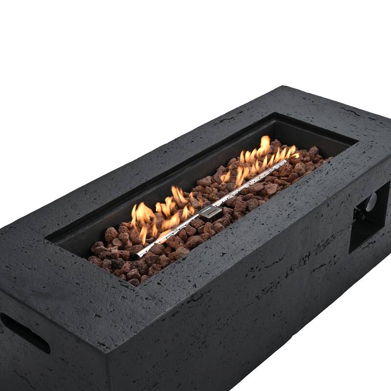 41.9" Outdoor Rectangular Propane Fire Pit 40000 BTU, Heater with Stainless Steel Burner and Free Lava Rocks, Waterproof Cover