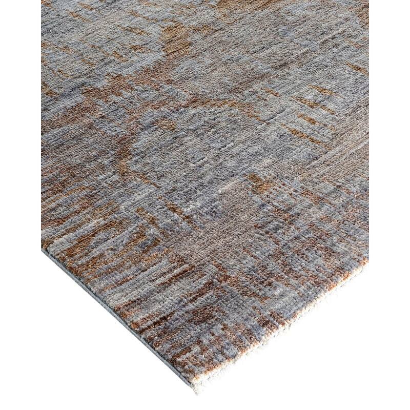 Overton Hand Knotted Wool Vintage Inspired Modern Contemporary Overdyed Gray Area Rug - 6' 2" x 8' 10"
