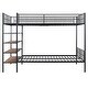 preview thumbnail 6 of 12, Black Multifunctional Twin Over Full Kids Bunk Bed with 5-TierShelf