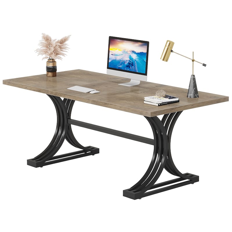 63'' Modern Executive Computer Desk with Trestles Legs, Large Writing Table for Home Office