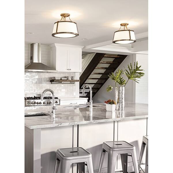 slide 2 of 3, Hinkley Charlotte 3-Light Semi-Flush Mount in Brushed Caramel - Small