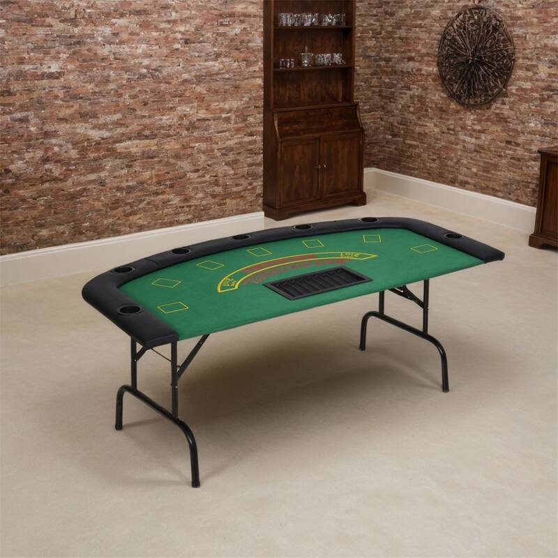 Poker Table Foldable,72" Blackjack Table for 7 Players with Chip