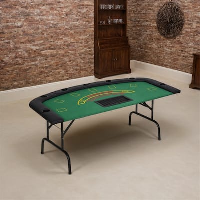 Poker Table Foldable,72" Blackjack Table for 7 Players with Chip
