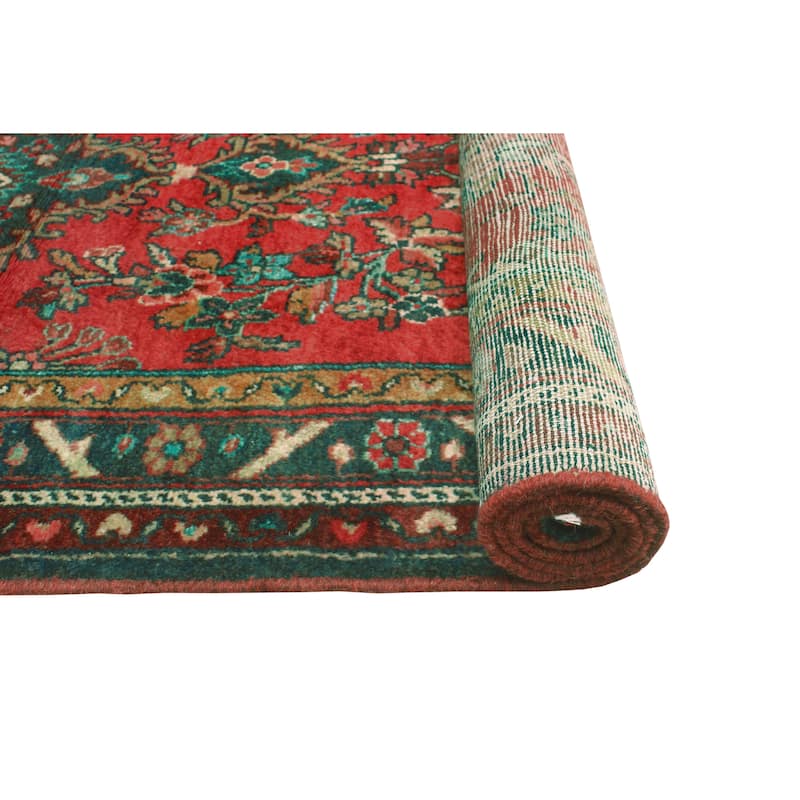 Fine Vintage Distressed Tristan Red/Charcoal Runner - 3'5" x 10'3"