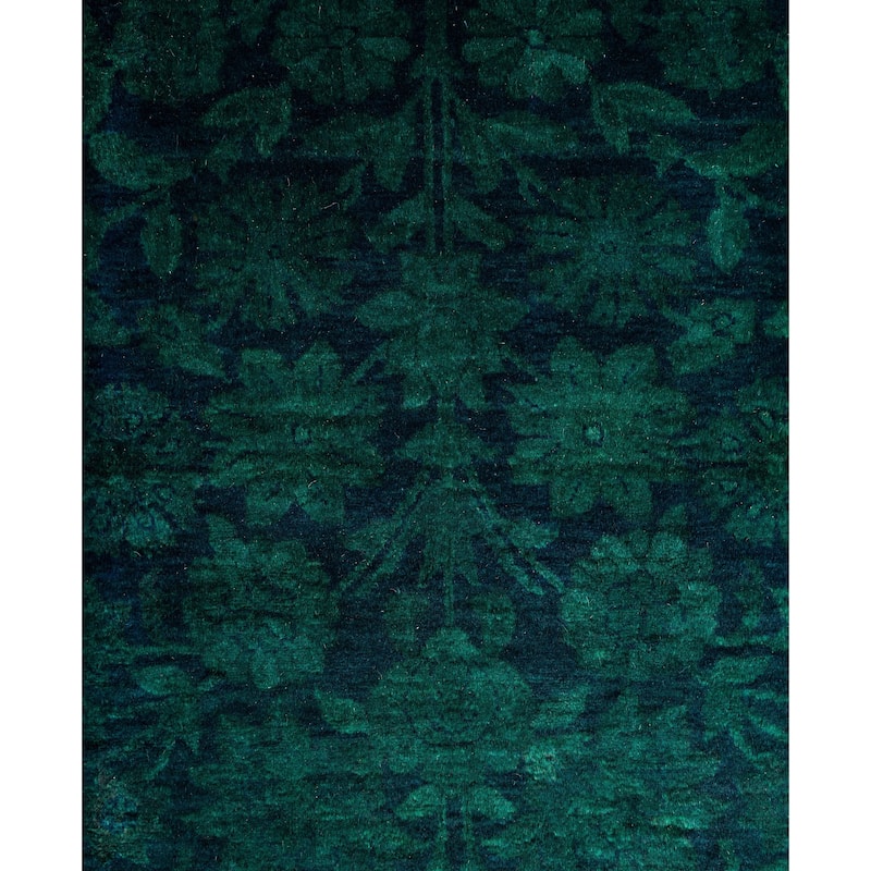 Overdyed One-of-a-Kind Hand-Knotted Area Rug - Green - 4' 2" x 6' 3"