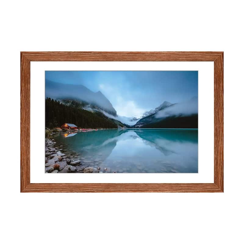 iCanvas "Dawn At Lake Louise" by Matteo Colombo PFA - Walnut - 24x32x1