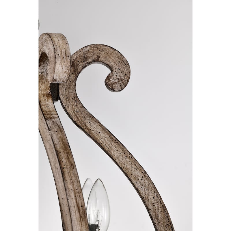 Lina 17 Inch Farmhouse Lantern Wood Grain Finish Pendant 6 Light