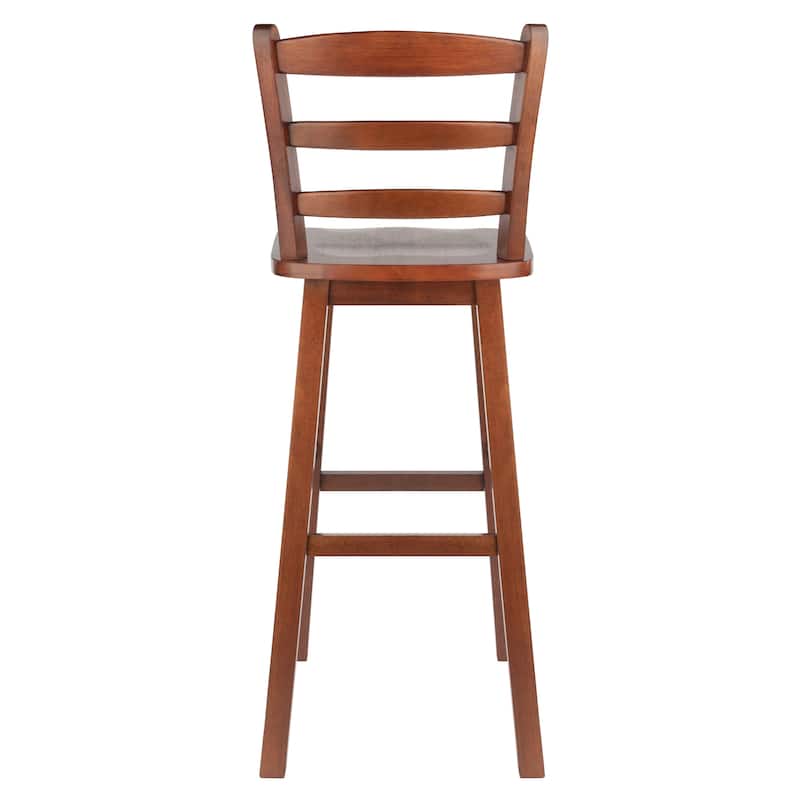 Ladder-back Swivel Seat Bar Stool, Walnut - 16.38 x 18.27 x 43.68 inches