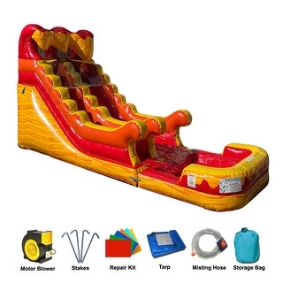 Jingo Jump 15FT Volcano Water Slide - 15′ H x 30′ L x 11′ W