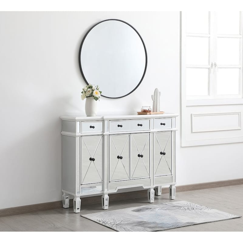 Contemporary 3-drawer 4-door Mirrored Cabinet