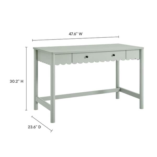 dimension image slide 2 of 3, Emmeline 1-Drawer Scallop Writing Desk