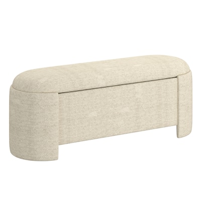 Modern Fabric Storage Ottoman - Beige