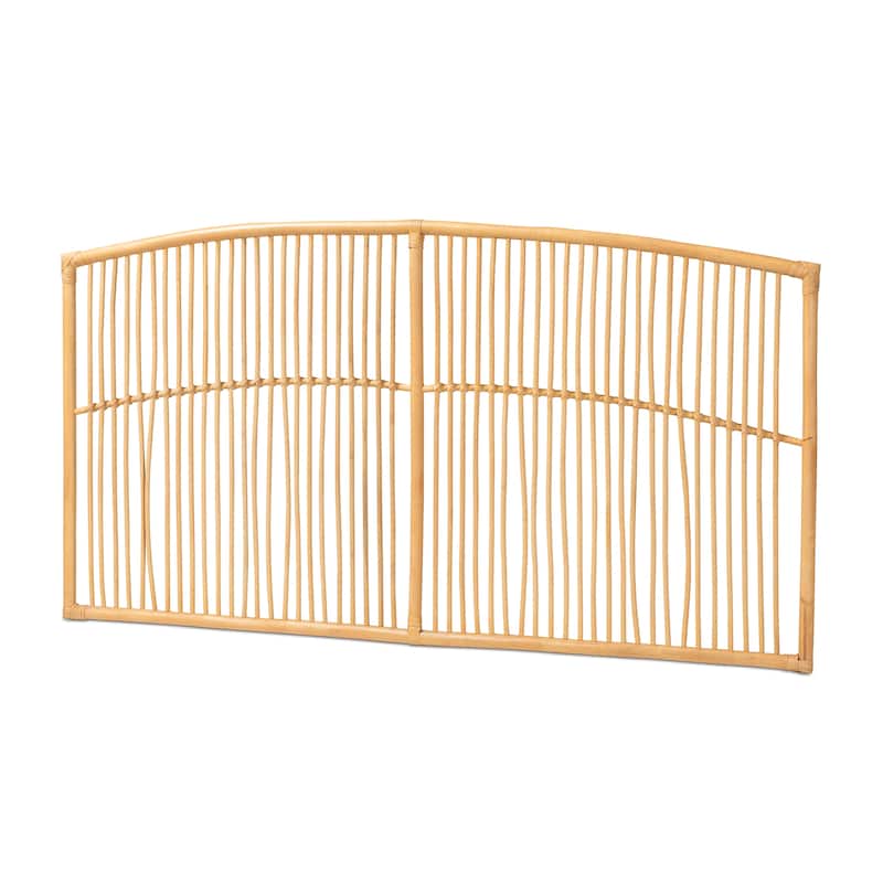Malvina Modern Bohemian Natural Rattan Wall-mountable Headboard-Queen - Natural Brown