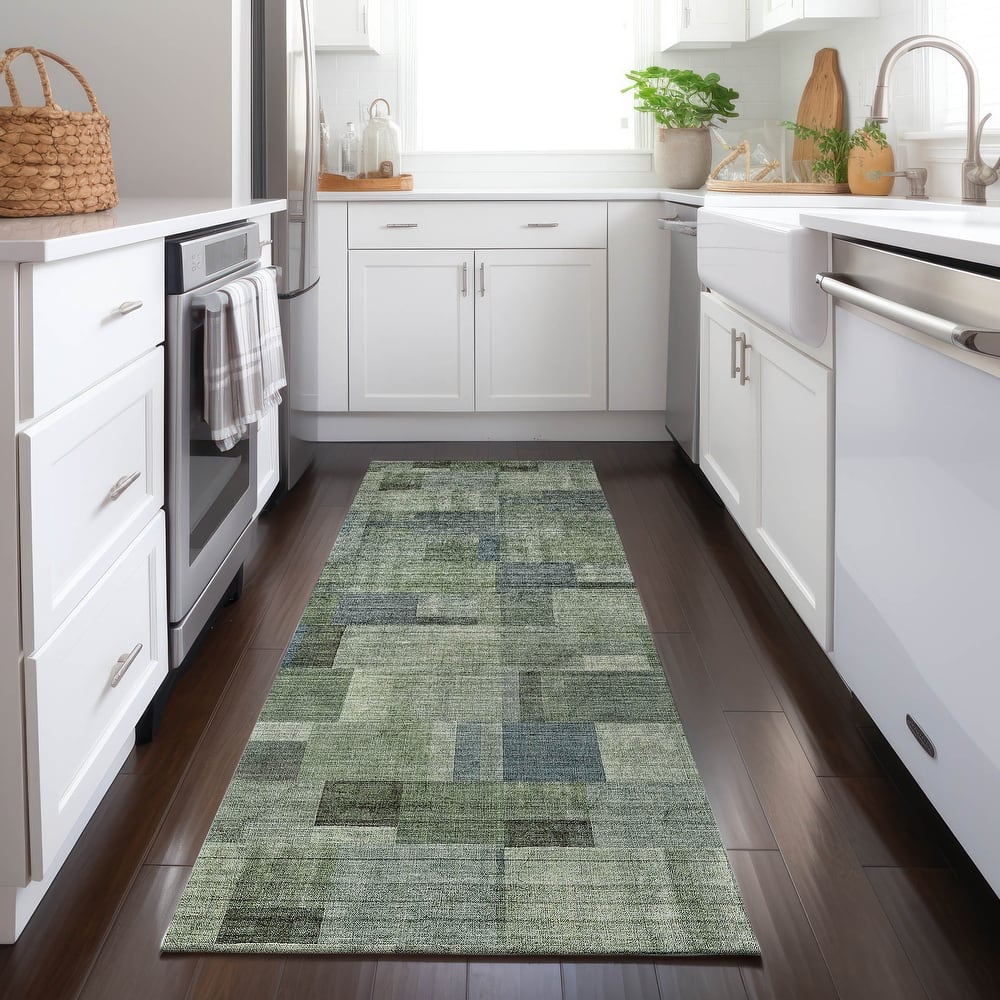 Machine Washable Indoor/ Outdoor Chantille Contemporary Blocks Rug