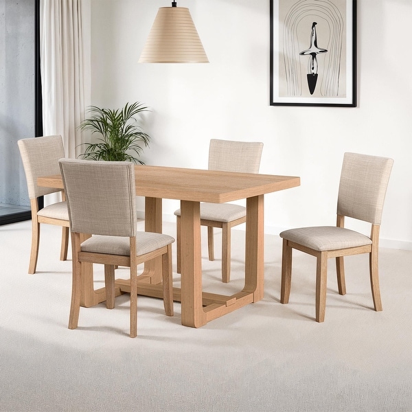 Classic Natural Finish 5pc Rectangular Top Dining Set