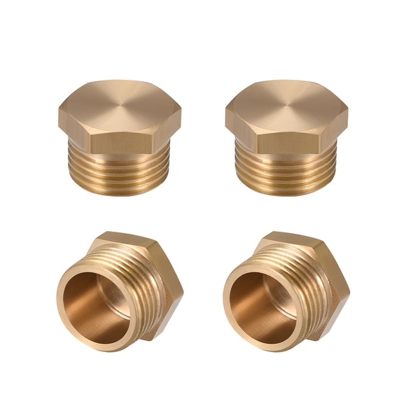 Brass Pipe Fitting Cored Hex Head Plug 3/8"G Male Thread Connector Coupling 4pcs - 3/8" G 4pcs