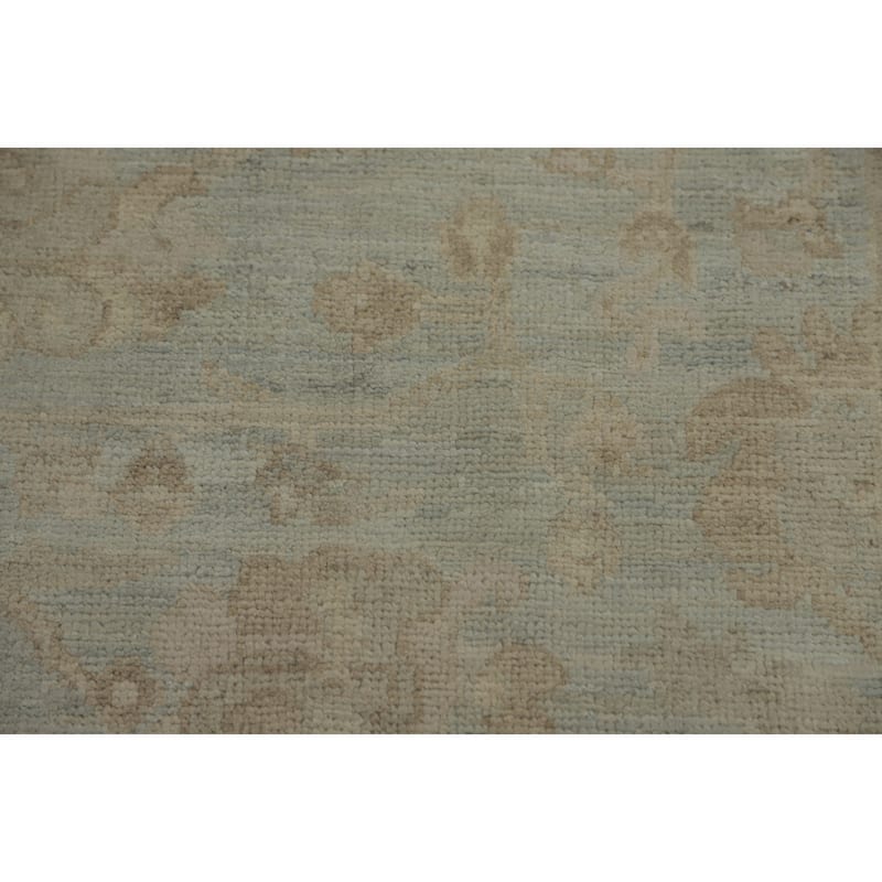 Vegetable Dye Wool Oushak Turkish Area Rug, Floral Geometric Carpet - 9' 9'' X 8' 0''