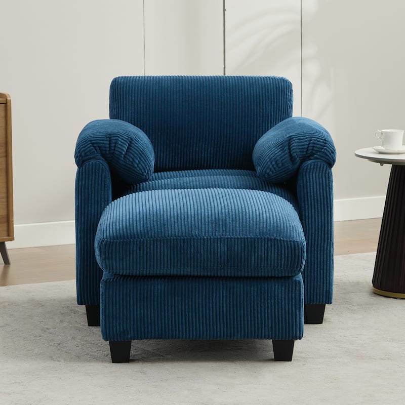 Corduroy Single Sofa Chiar with A Removable Ottoman