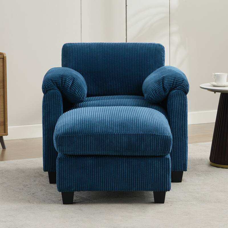 Multi-Seater Corduroy Sectional Sofa, Modular Settee, Included Removable Ottomans