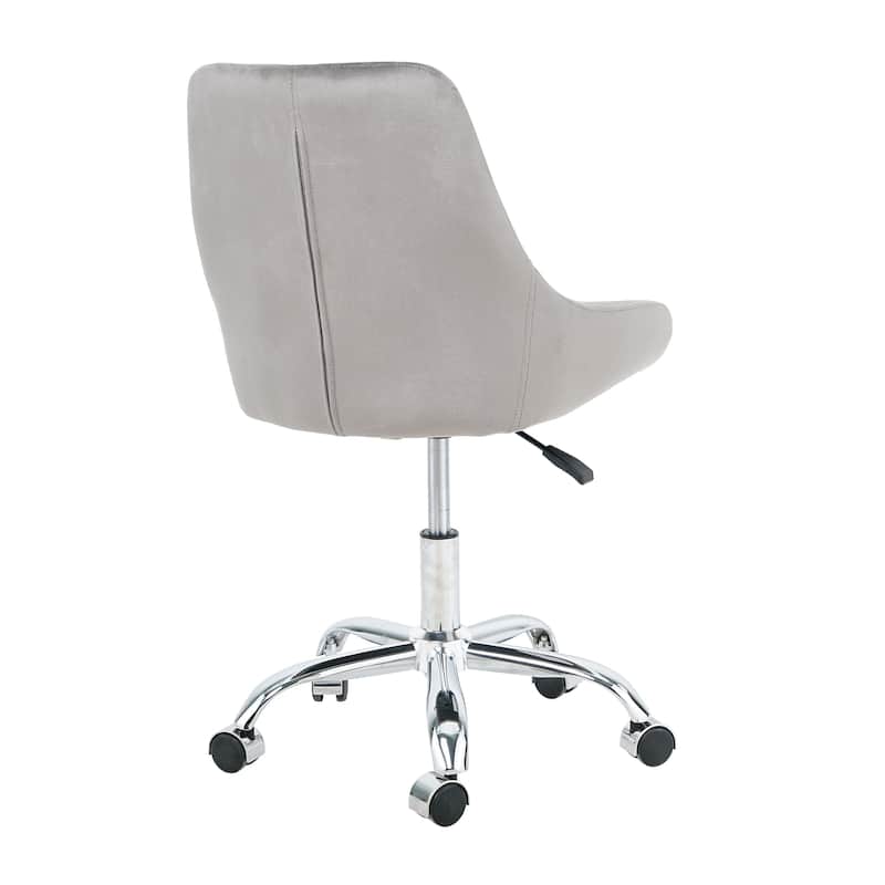 Grey Velvet Modern 22.3" Upholstered Buttons Tufted Accent Chair with Chrome Legs for Living Room
