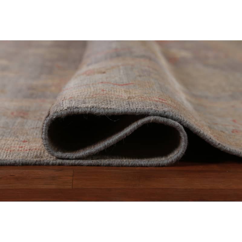 Hand Knotted Oriental 100% Wool Carpet Transitional All-Over Greys & Charcoal Oushak Area Rug - 11' 9'' X 8' 11''