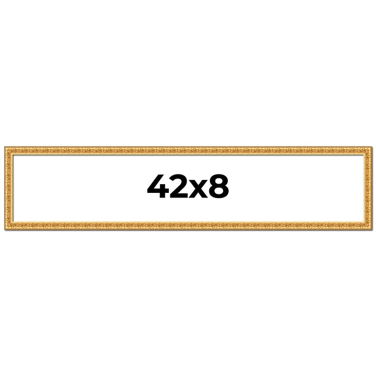42x8 Frame Gold Real Wood Picture Frame Width 1 inches | Interior
