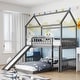 preview thumbnail 10 of 14, Twin over Twin Bunk Bed with Slide, House Bed with Slide Gray