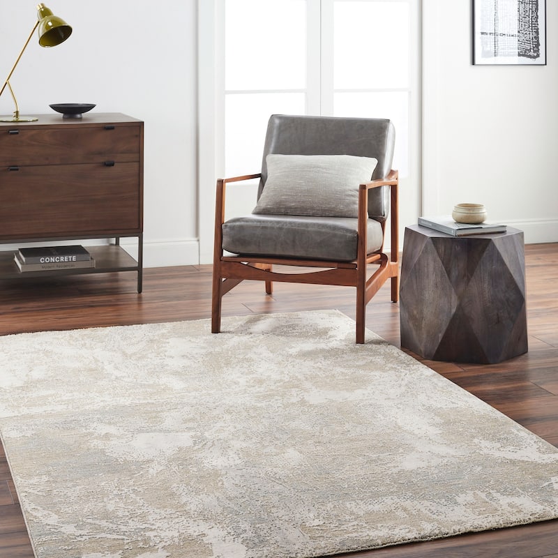 Myrtlle Abstract Swirl Area Rug - 10' x 14' - Grey/Beige