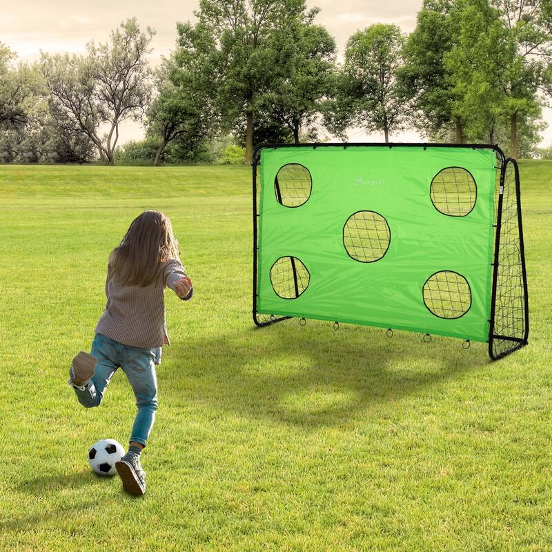 Soozier 8 x 3ft Soccer Goal Target Goal 2 in 1 Design Indoor Outdoor Backyard with All Weather PE Net Best Gift