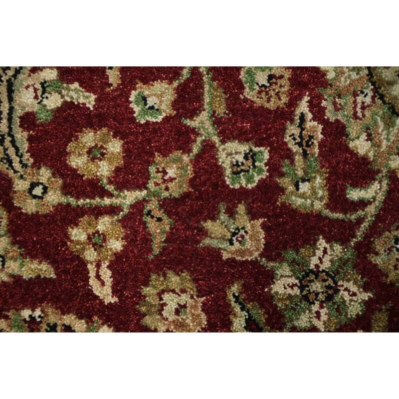 Hand Knotted Oriental 100% Wool Carpet Traditional All-Over Red Agra Area Rug - 9' 2'' X 6' 1''