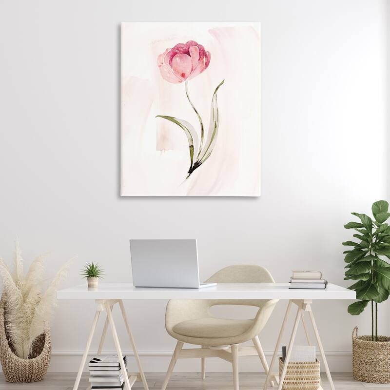 Stupell Pink Blossom with Leaves Canvas Wall Art Design By Kristen Brockmon