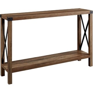 Modern Farmhouse Metal X Entry Table with Rustic Oak Finish, 46 Inch ...
