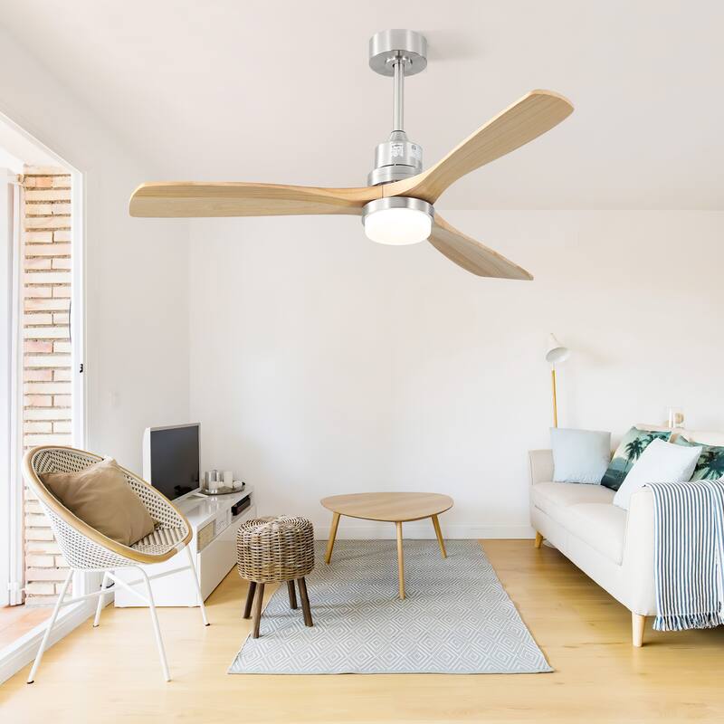 Wood Reversible Ceiling Fan with Dimmable 3 Color LED Light & 6-Speed Remote Control, and Silent Operation