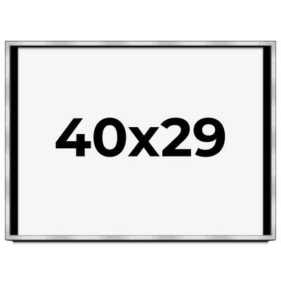 40x29 Shadow Box Frame Silver | 1.375 Inches Deep Real Wood