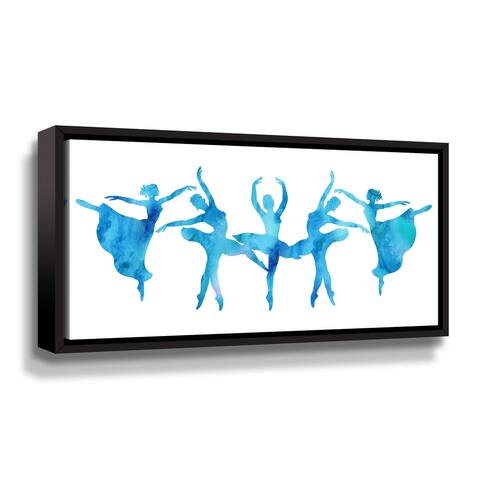 Baby Blue Watercolor Dance Ballerinas Silhouette Ballet by Irina Sztukowski Gallery Wrapped Floater-framed Canvas