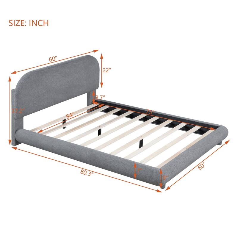Teddy Fleece Full Size Upholstered Platform Bed with Thick Fabric