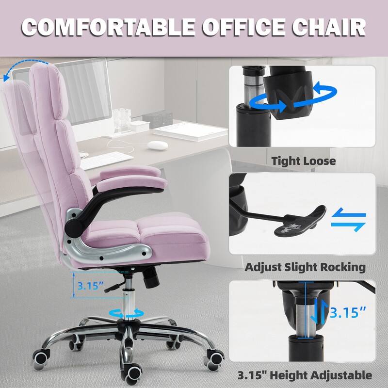 AVAWING Velvet Ergonomic Office Chair: Executive Desk Chair with Adjustable Height & 360° Swivel