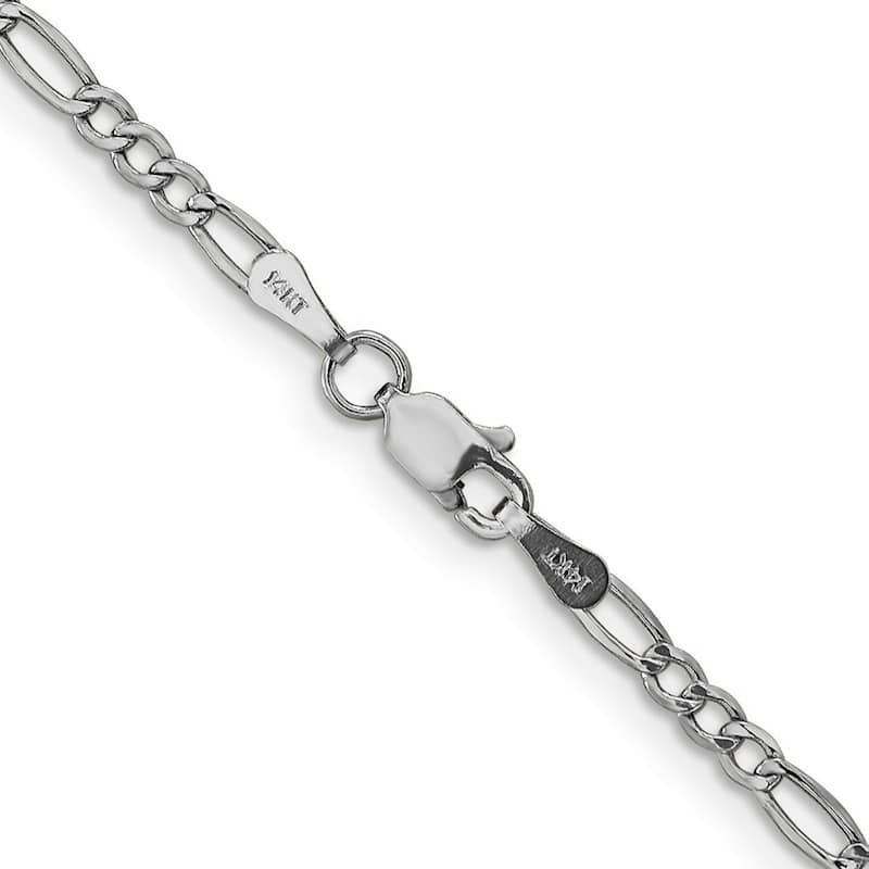 Curata 14k White Gold 2.5mm Semi-solid Figaro Chain Necklace Options: 16 18 20 24