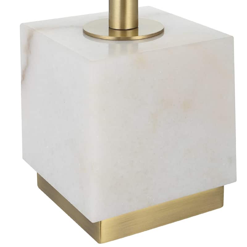 Marble Buffet Table Lamp with Square Shade - 37" - White
