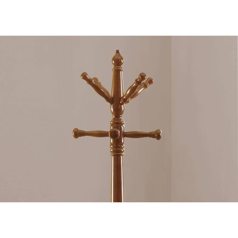 73.75" Brown Traditional Coat Rack with Hanging Hooks