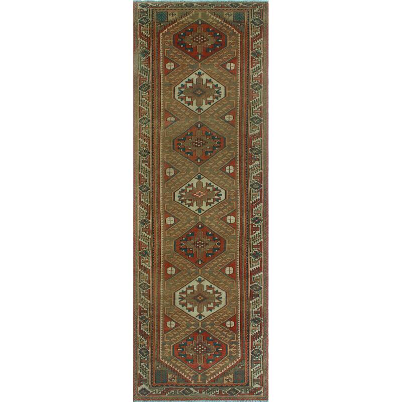 Fine Vintage Distressed Evangely Rust/Beige Runner - 3'1" x 9'8"