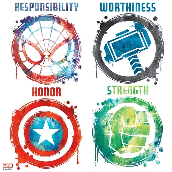 slide 2 of 3, Red & Green & Blue Marvel Icons Wall Decals by RoomMates