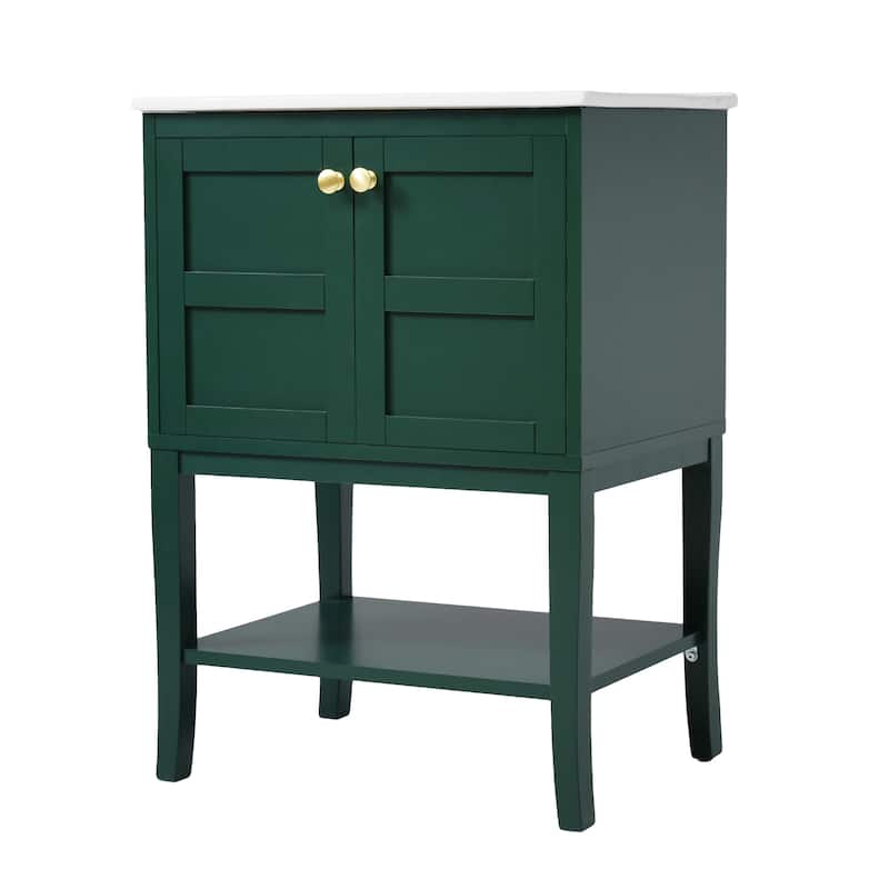 GDFStudio - Calderon Modern Bathroom Vanity Storage Cabinet with Resin Sink and 2 Doors - 24'W