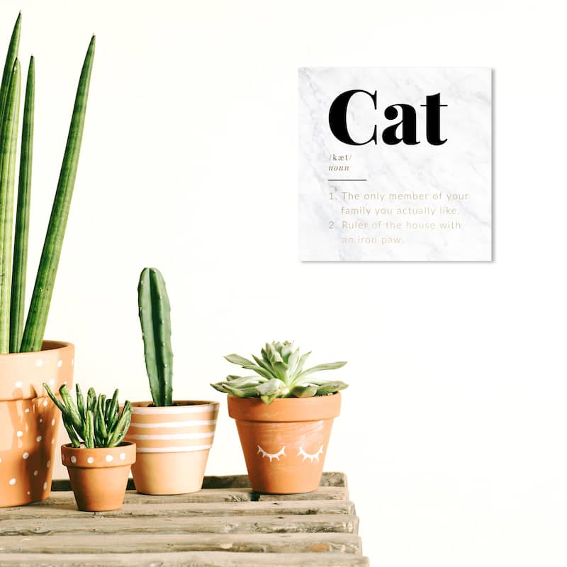 Wynwood Studio Canvas Animals Cat Definition Black and Glam Wall Art Canvas Print - 12 x 12