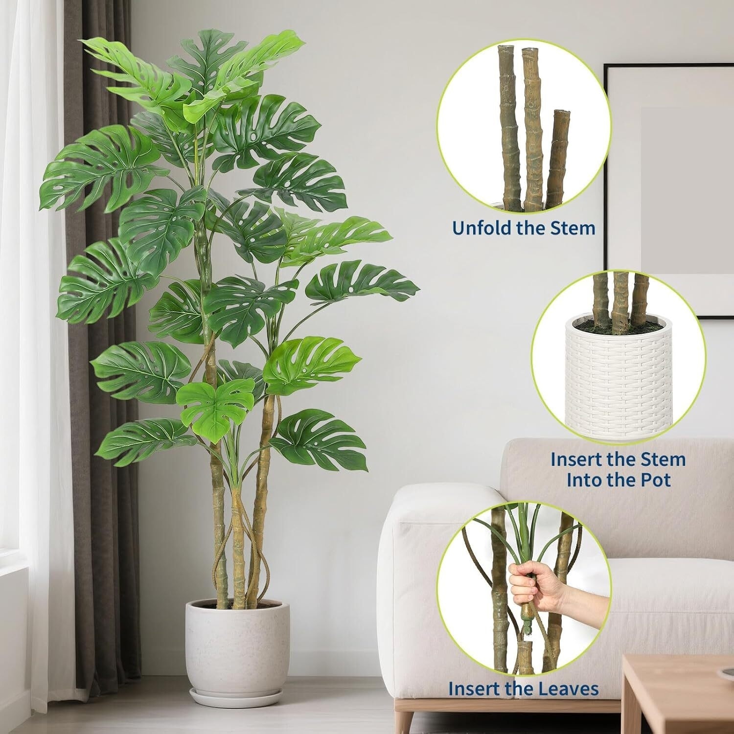 Artificial Monstera Deliciosa Plant for Home Office Decor